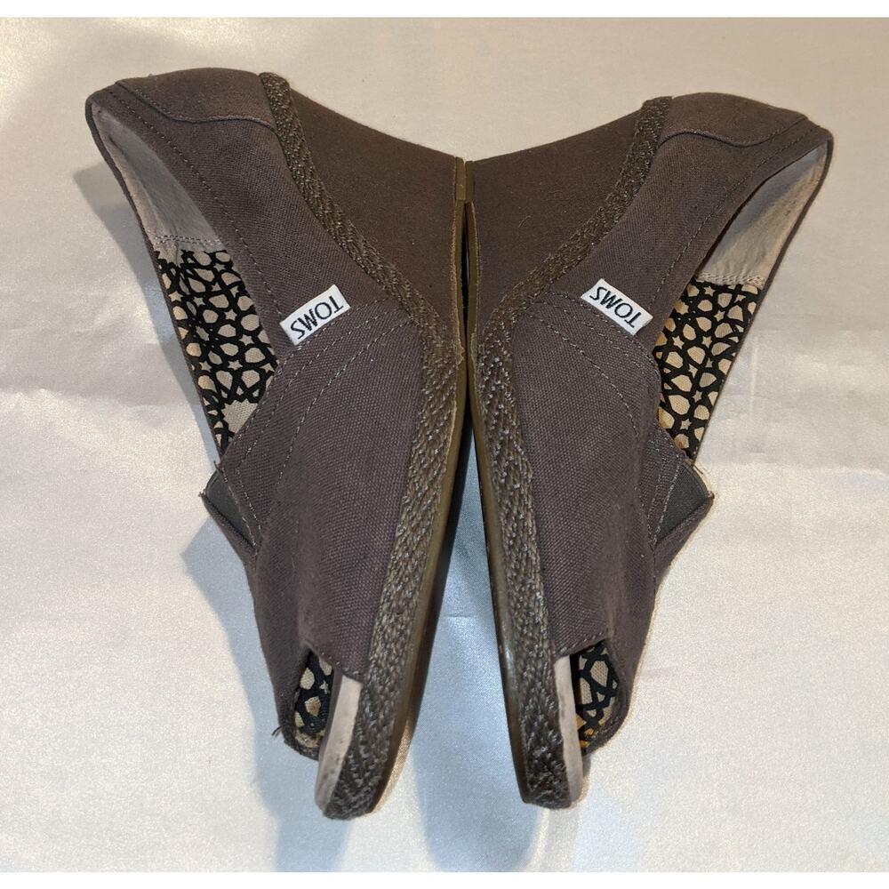 TOMS Women's Espadrille Wedge Heels Open Toe Ash Gray Canvas Shoes Size 9.5 - Picture 6 of 8